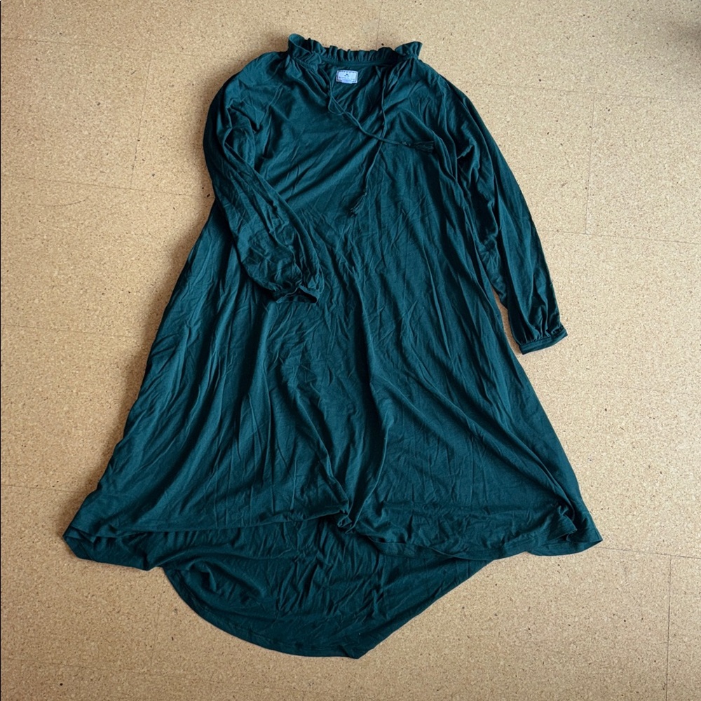 Petite Plume Women's Luxe Pima Cotton Garbo Nightgown in Evergreen - XS - Picture 3 of 5